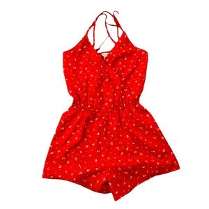 WOMENS SUMMERTIME ROMPER RED FLORAL